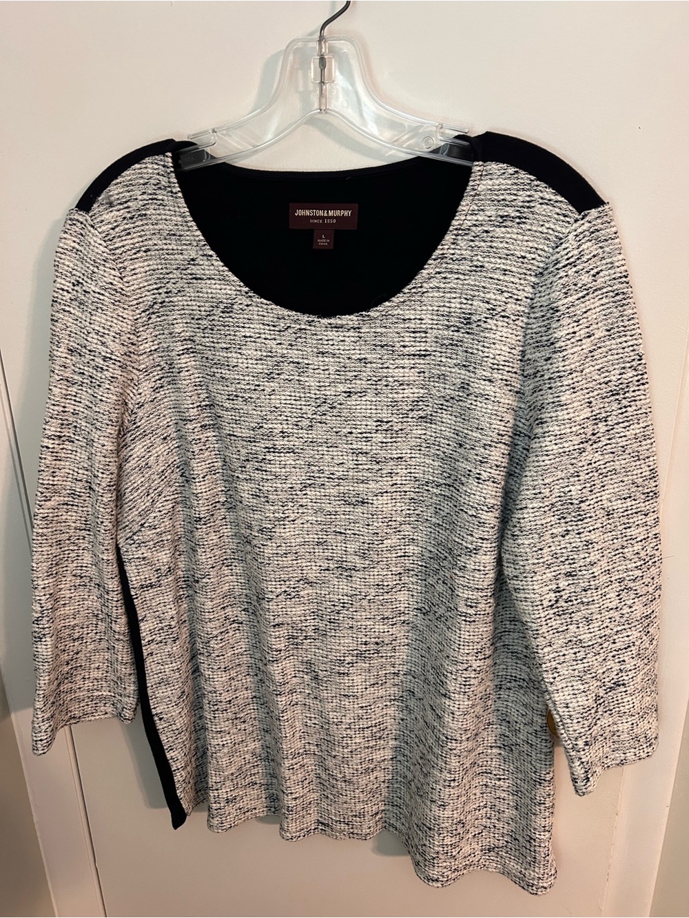 Johnston & Murphy Black and White Marled Knit Women's Sweater